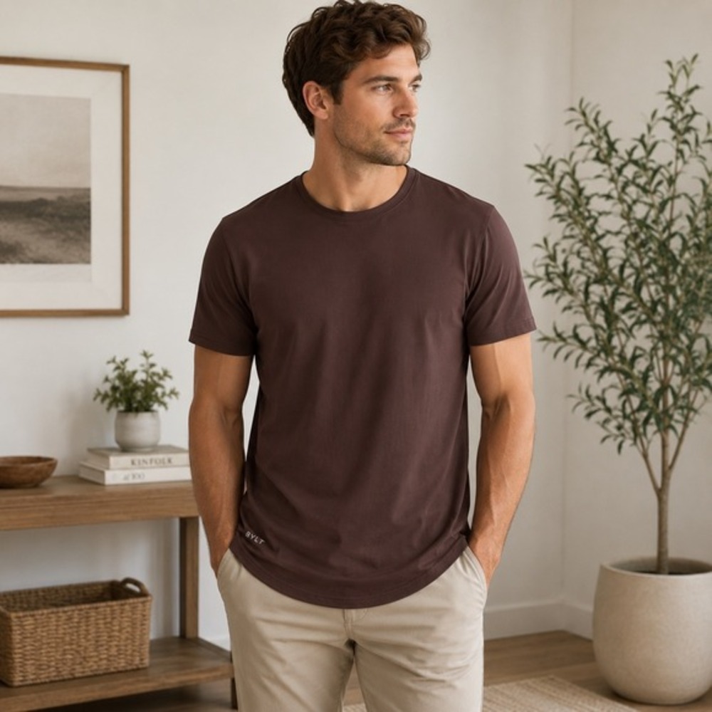 BYLT Premium Basics LUX T-Shirt Mens Large Brown Cotton Blend Minimalist Workout